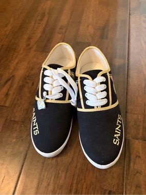 Black and Gold 'SAINTS' Canvas Sneakers